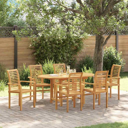 vidaXL Garten Essgruppe 5 pcs Braun Massivholz Teak