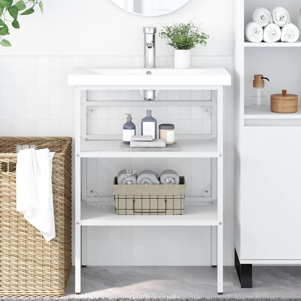 vidaXL Badezimmer Waschtischgestell Weiß 40x38x83 cm Eisen