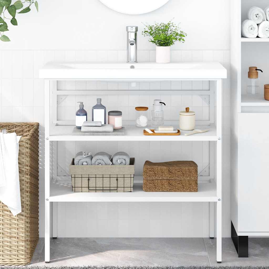 vidaXL Badezimmer Waschtischgestell Weiß 40x38x83 cm Eisen