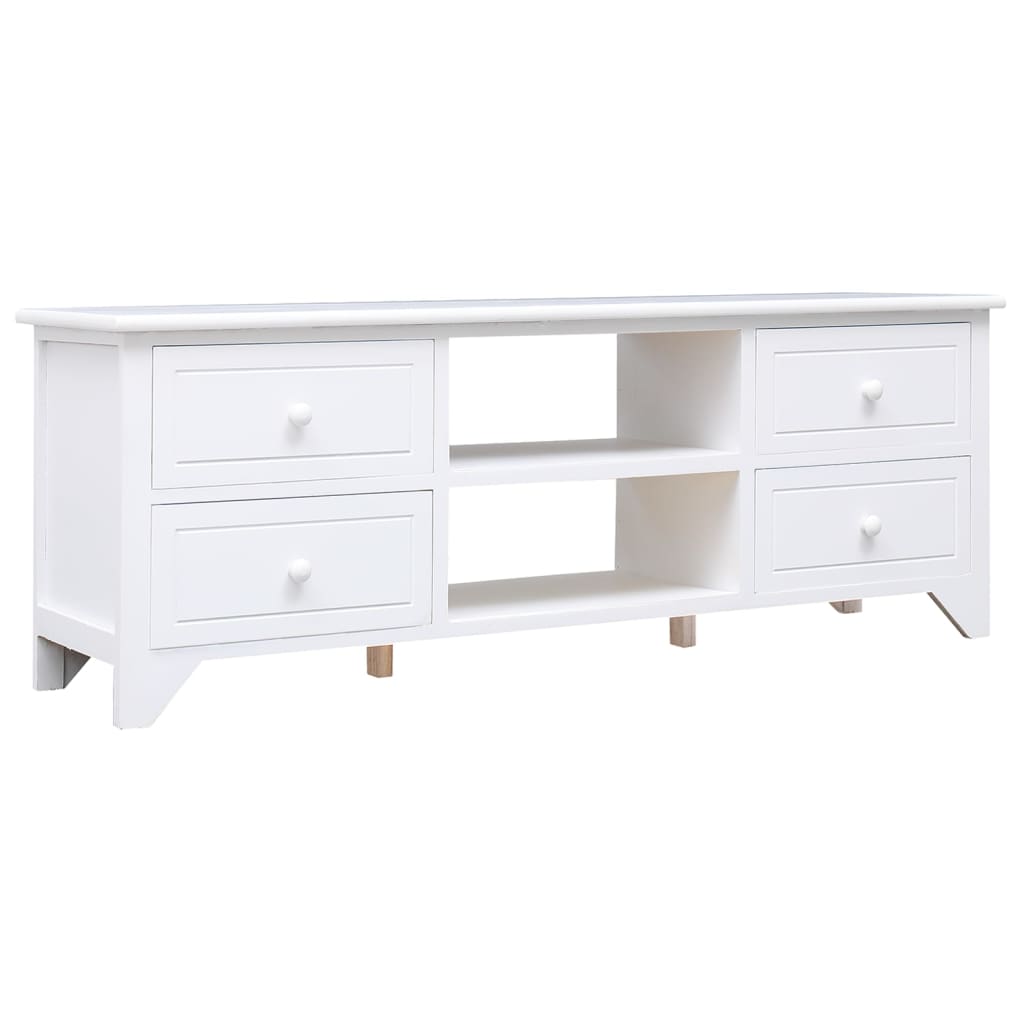 vidaXL TV-Schrank Weiß 108x30x40 cm Massivholz Paulownia
