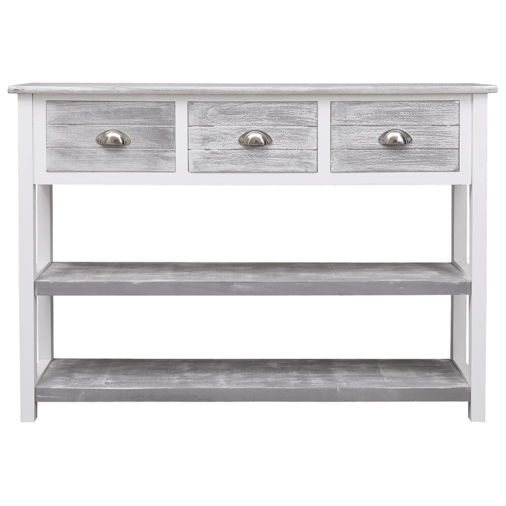 vidaXL Sideboard Antik-Grau 108x30x76 cm Massivholz Paulownia