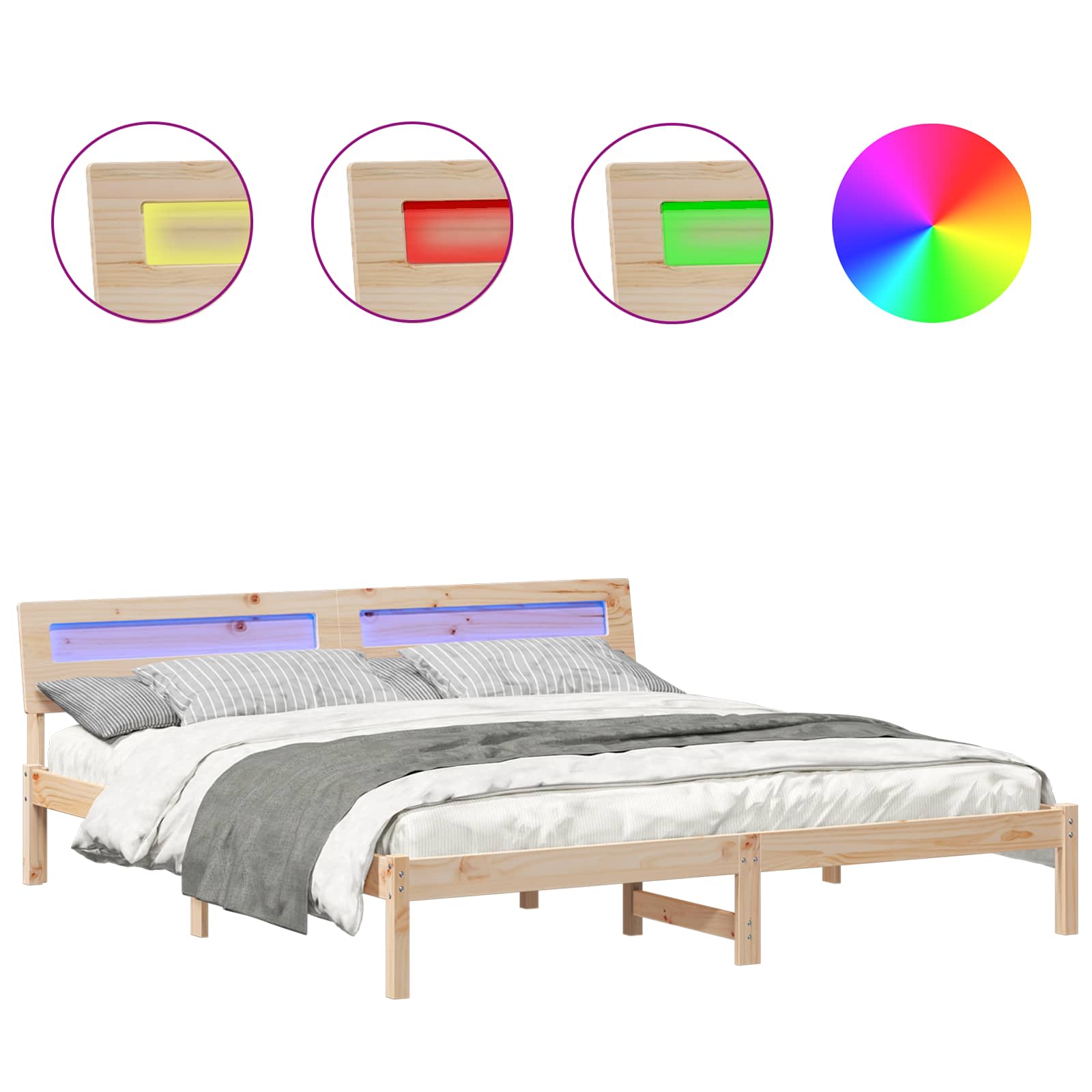 vidaXL Bettrahmen mit Kopfteil Braun 200 x 200 cm Massives Kiefernholz