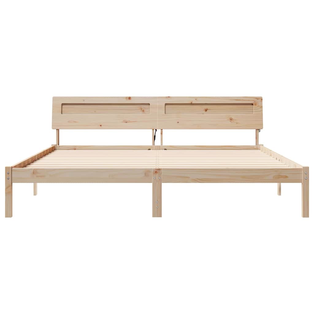 vidaXL Bettrahmen mit Kopfteil Braun 200 x 200 cm Massives Kiefernholz