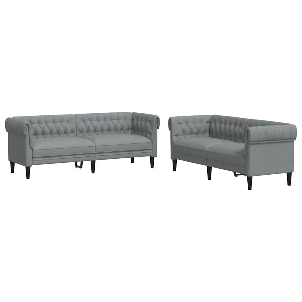 vidaXL Wohnzimmer Couch 2 pcs Hellgrau Stoff
