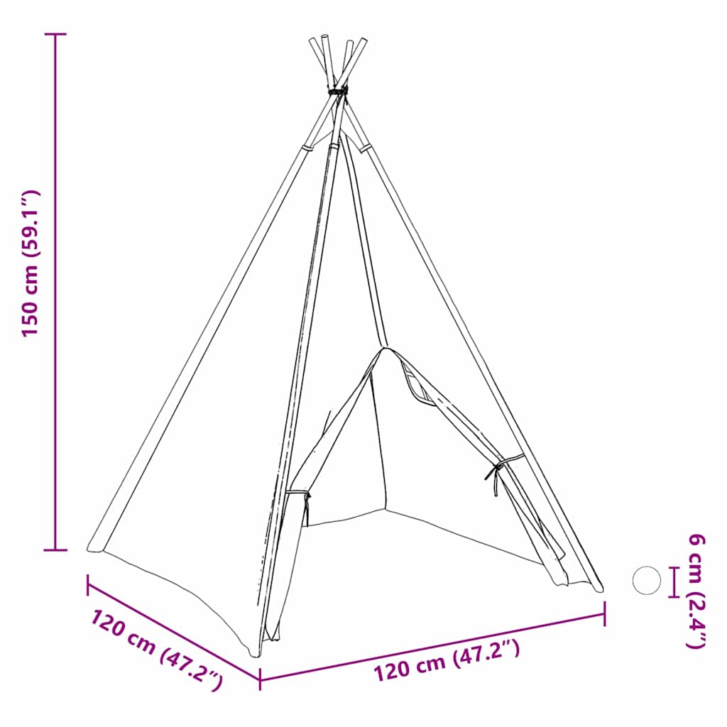 vidaXL Teepee Zelt Weiß 120 x 120 x 150 cm Stoff und Plastik