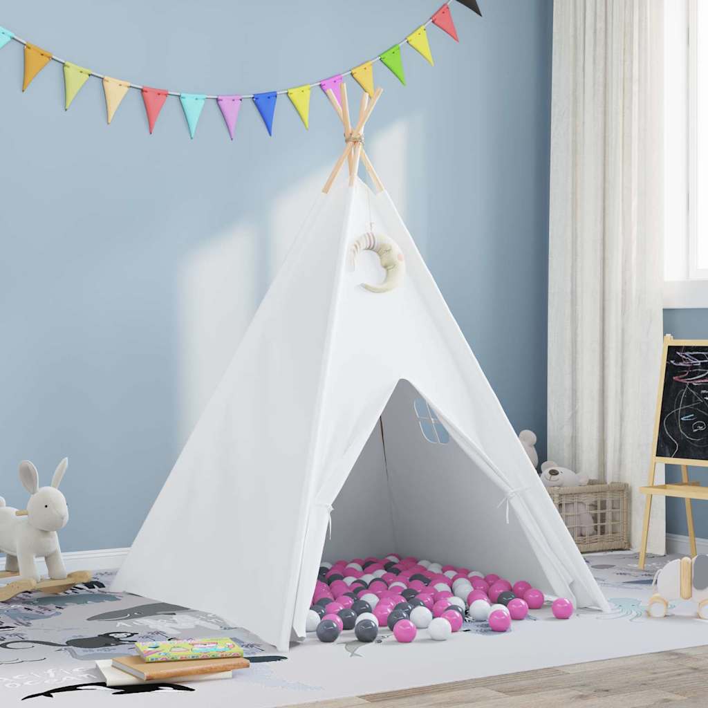 vidaXL Teepee Zelt Weiß 120 x 120 x 150 cm Stoff und Plastik