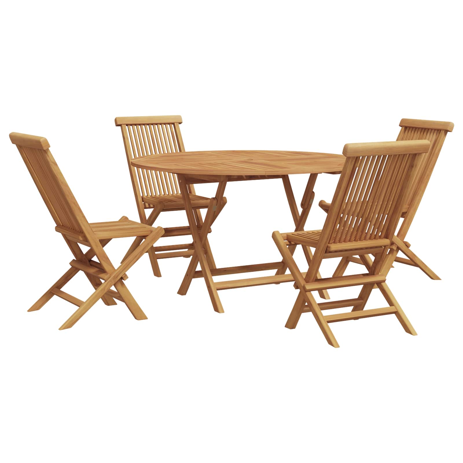 vidaXL Garten Essgruppe 5 pcs Braun Massivholz Teak