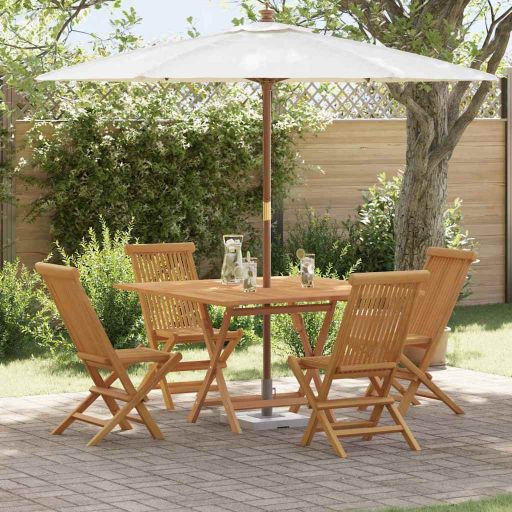 vidaXL Garten Essgruppe 5 pcs Braun Massivholz Teak