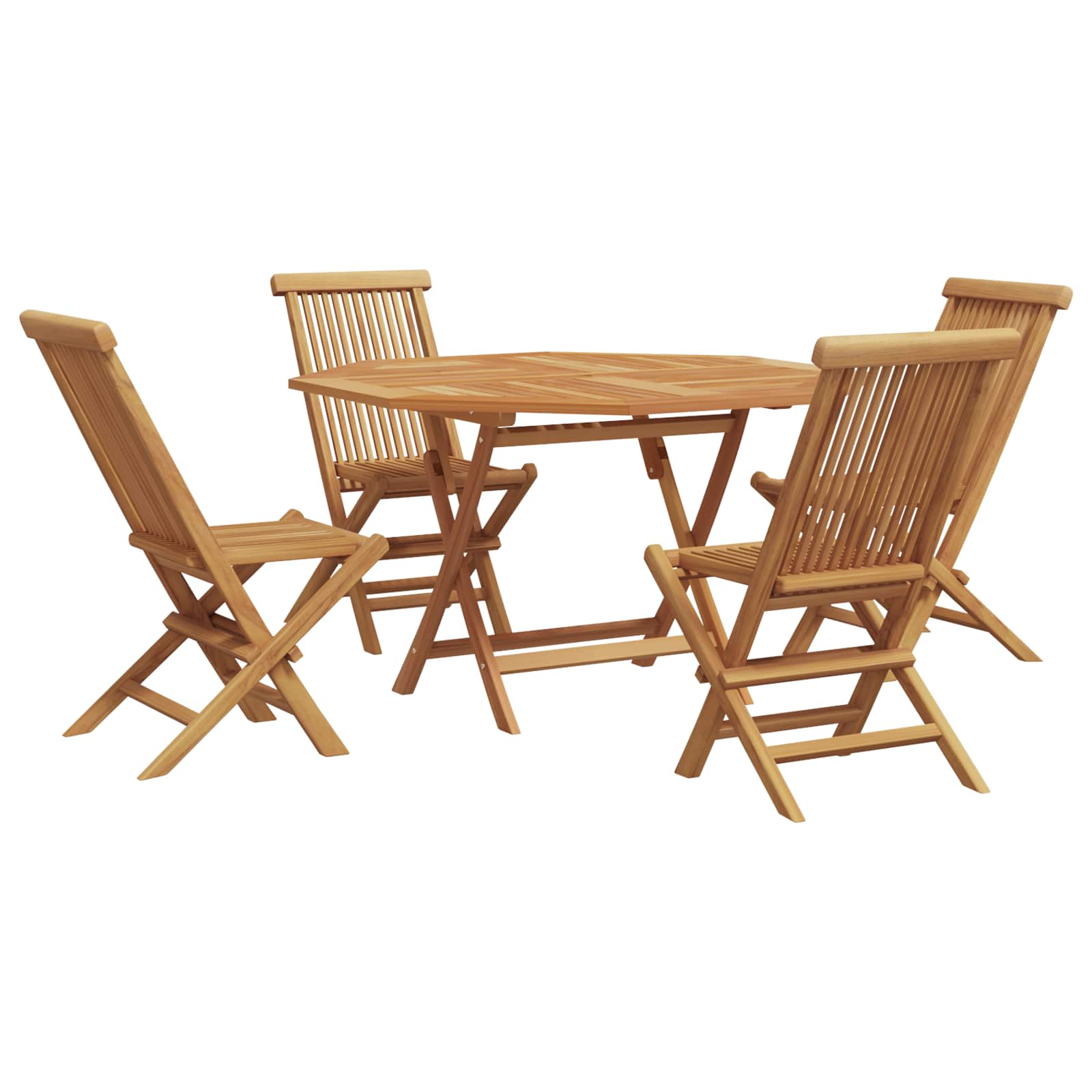vidaXL Garten Essgruppe 5 pcs Braun Massivholz Teak