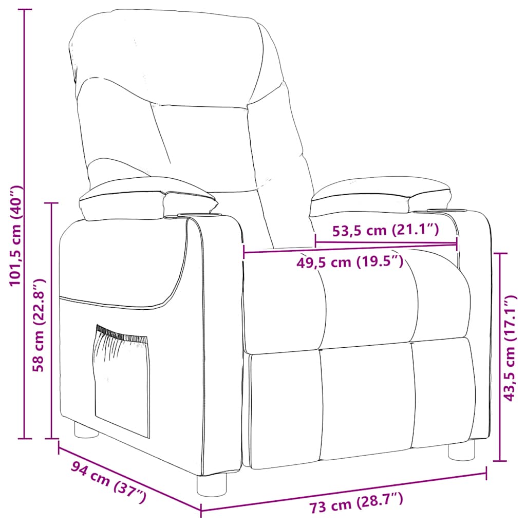 vidaXL Massagesessel Hellgrau Stoff