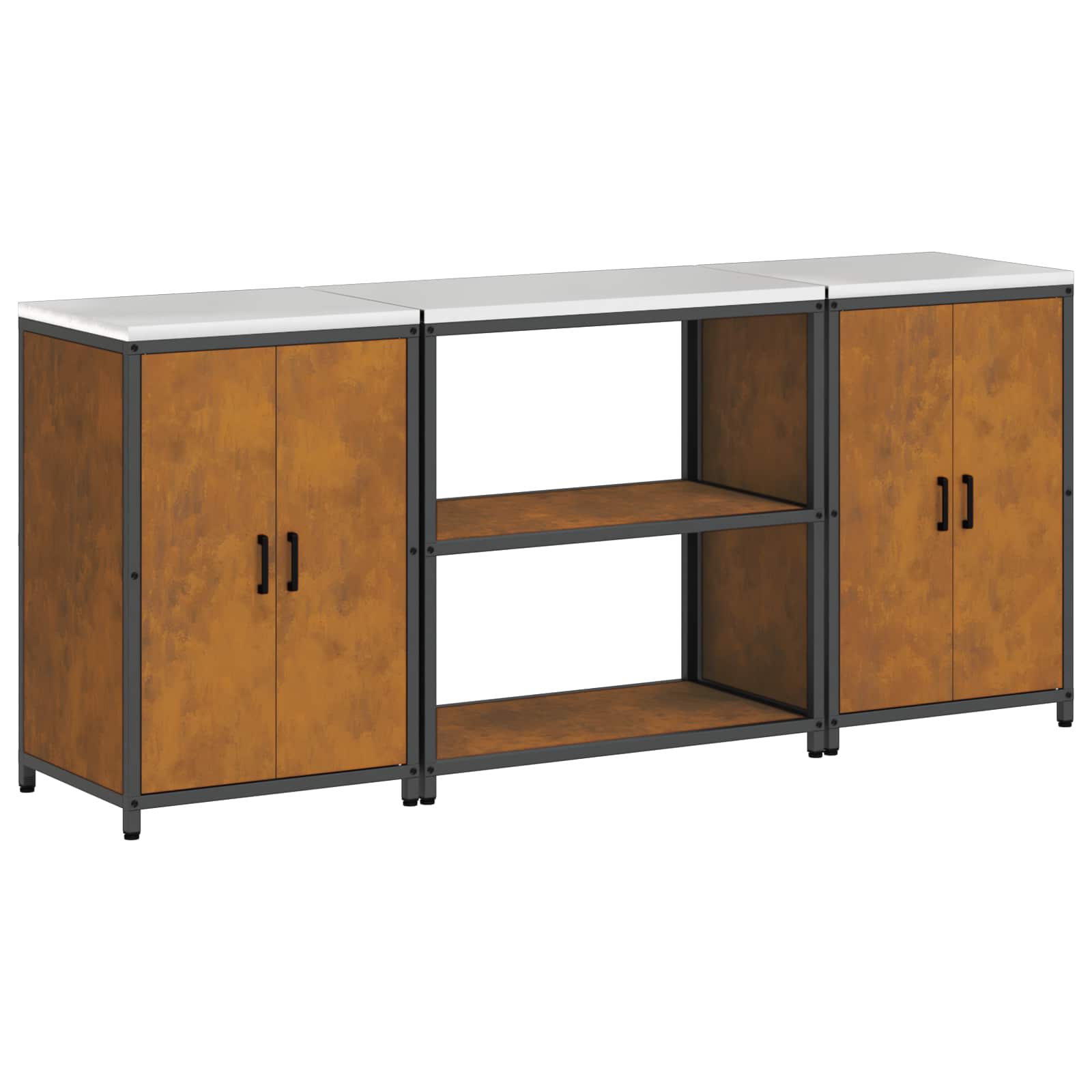 vidaXL Aufbewahrungsset für die Küche mit Regal mit Tür 3 pcs Schwarz