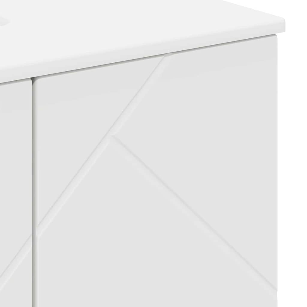 vidaXL Badezimmermöbel-Set mit Tür 3 pcs Weiß Holzwerkstoff & Metall