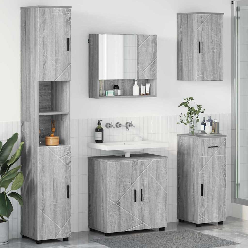 vidaXL Badezimmermöbel-Set mit Tür 5 pcs Weiß Holzwerkstoff & Metall