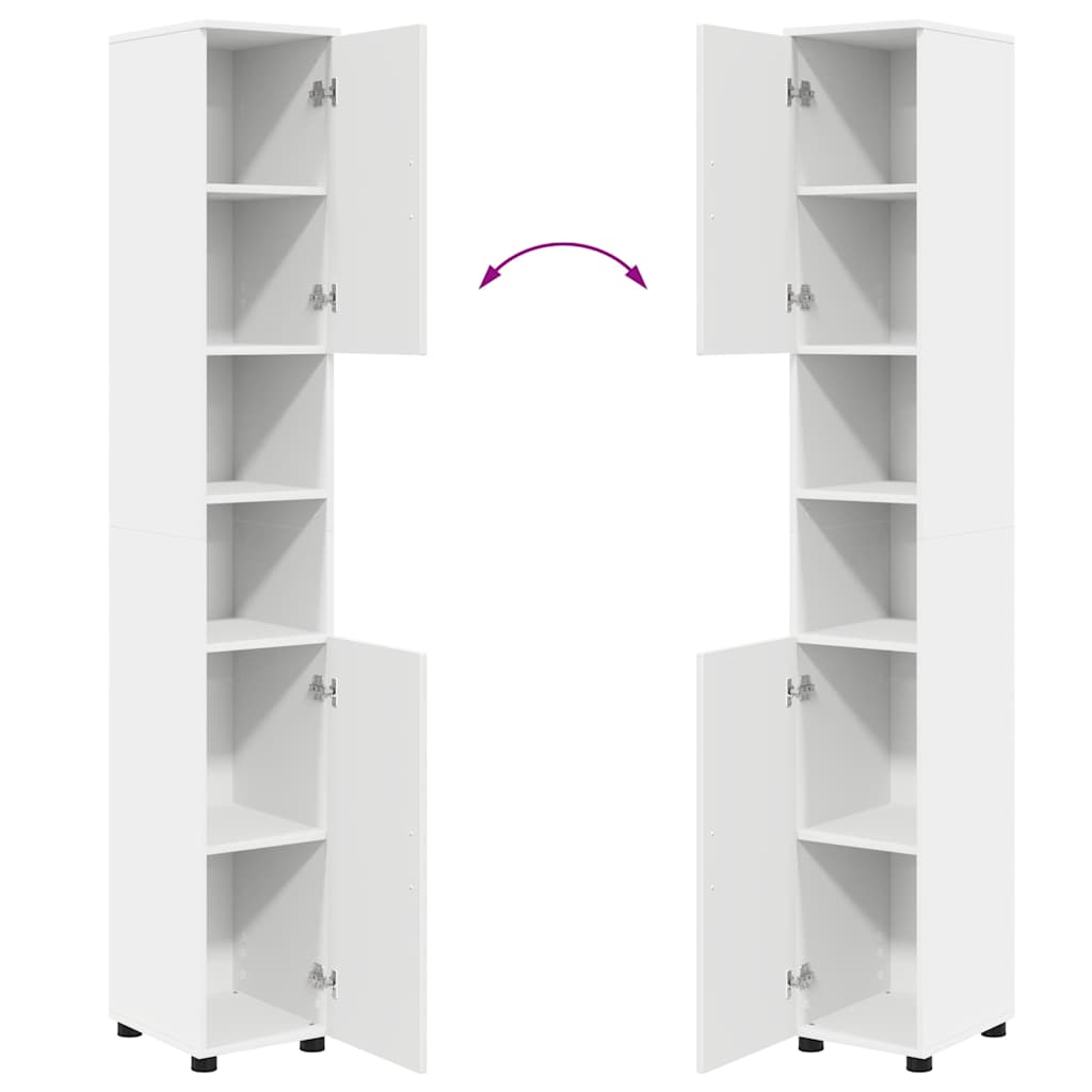 vidaXL Badezimmermöbel-Set mit Regal 5 pcs Weiß Sperrholz und Metall