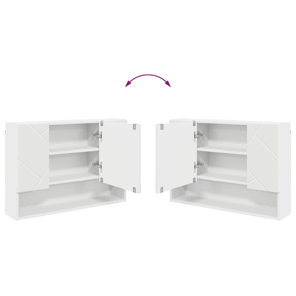 vidaXL Badezimmermöbel-Set mit Regal 4 pcs Weiß Sperrholz und Metall