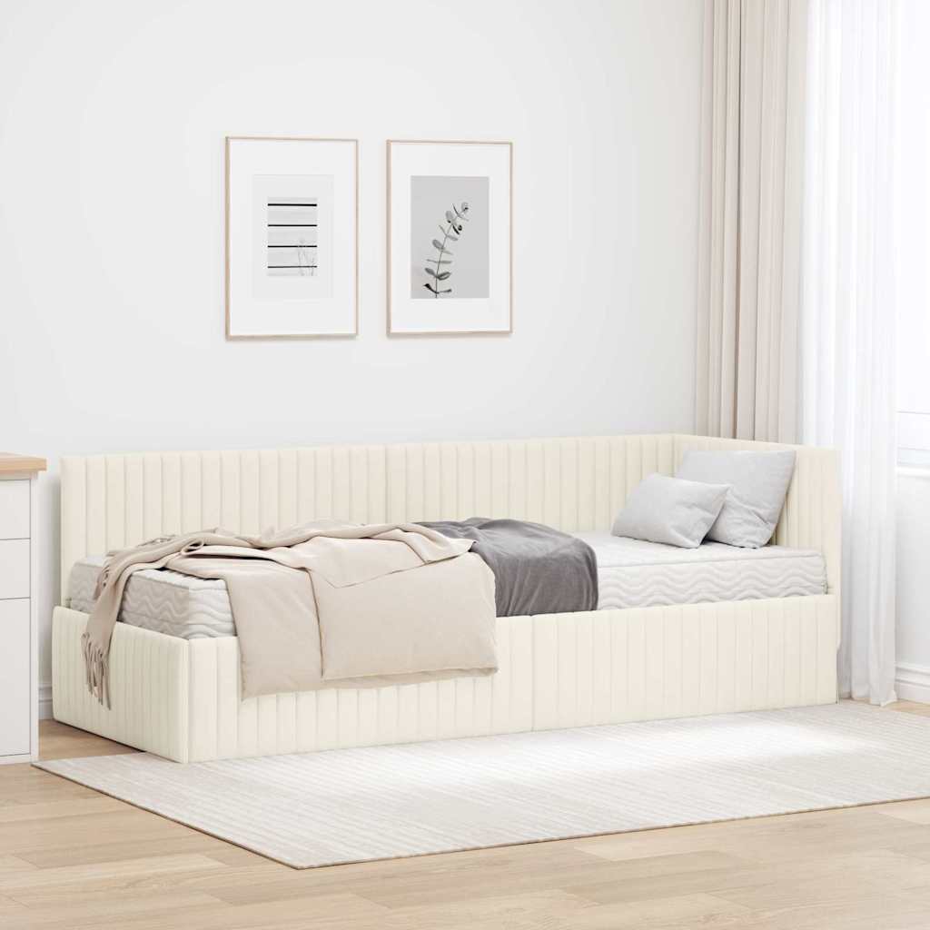 vidaXL Eckbettgestell mit Matratze mit Kopfteil 2 pcs Blau Samt