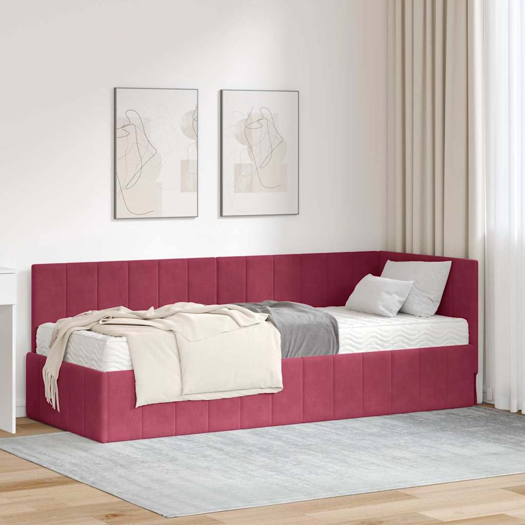 vidaXL Eckbettgestell mit Matratze mit Matratze 2 pcs Blau Samt