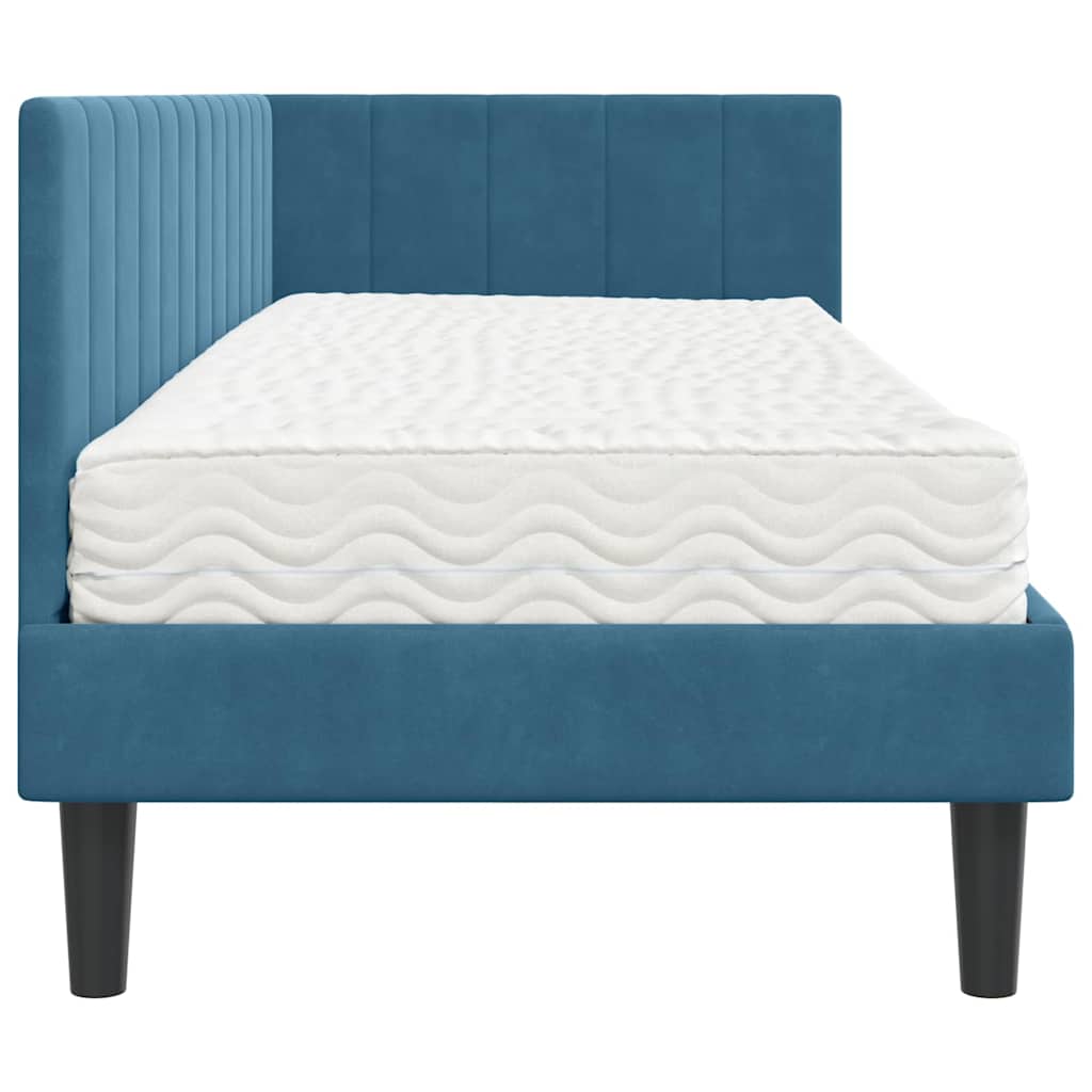 vidaXL Eckbettgestell mit Matratze mit Matratze 2 pcs Blau Samt