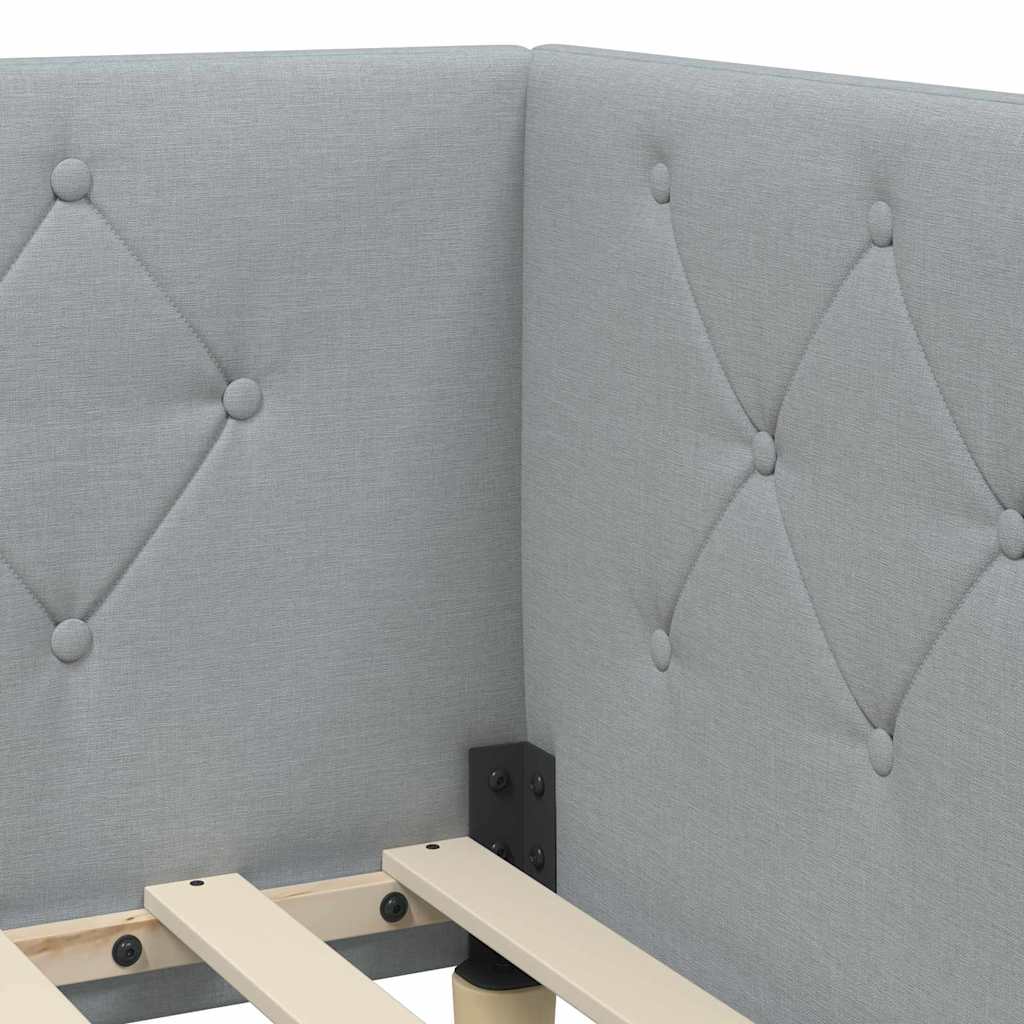 vidaXL Eckbettgestell mit Matratze Hellgrau 80 x 200 cm Stoff