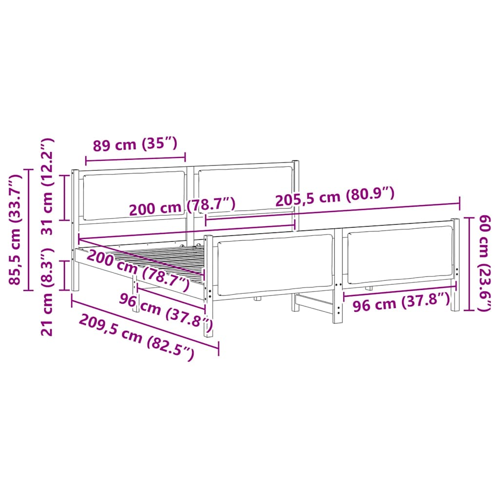 vidaXL Bettrahmen mit Kopfteil Hellgrau 200 x 200 cm Stoff