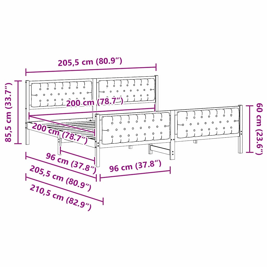 vidaXL Bettrahmen Hellgrau 200 x 200 cm Massives Kiefernholz
