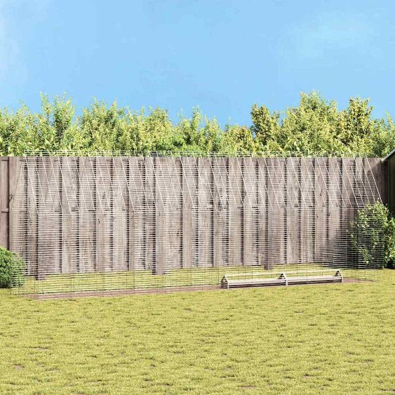 vidaXL Hühnerkäfig 2 pcs Silber 600 x 100 x 210 cm Verzinkter Stahl