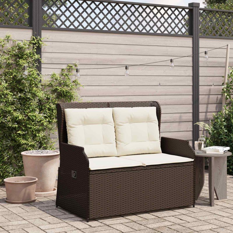 vidaXL Gartenbank Schwarz Poly-Rattan