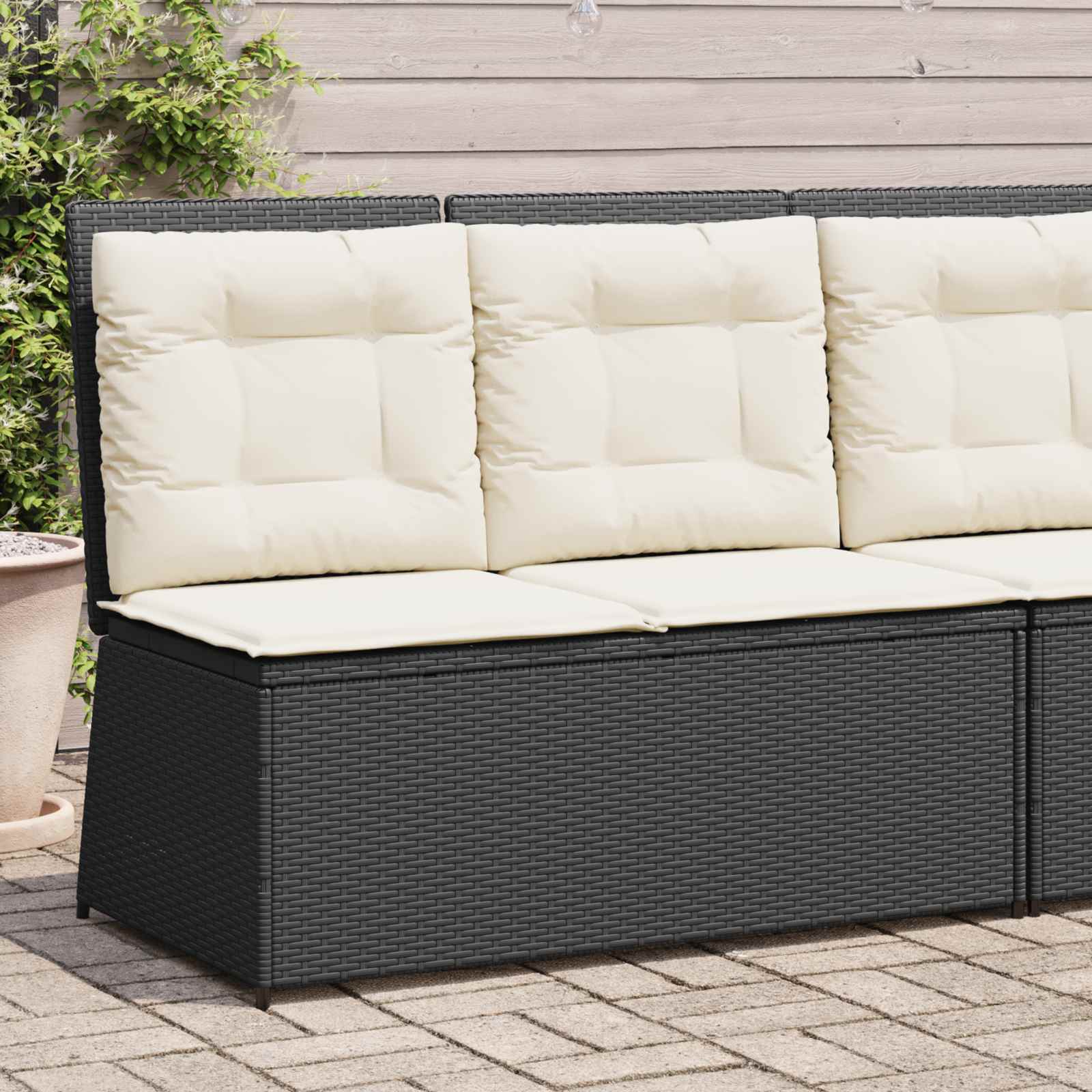 vidaXL Gartenbank Schwarz Poly-Rattan