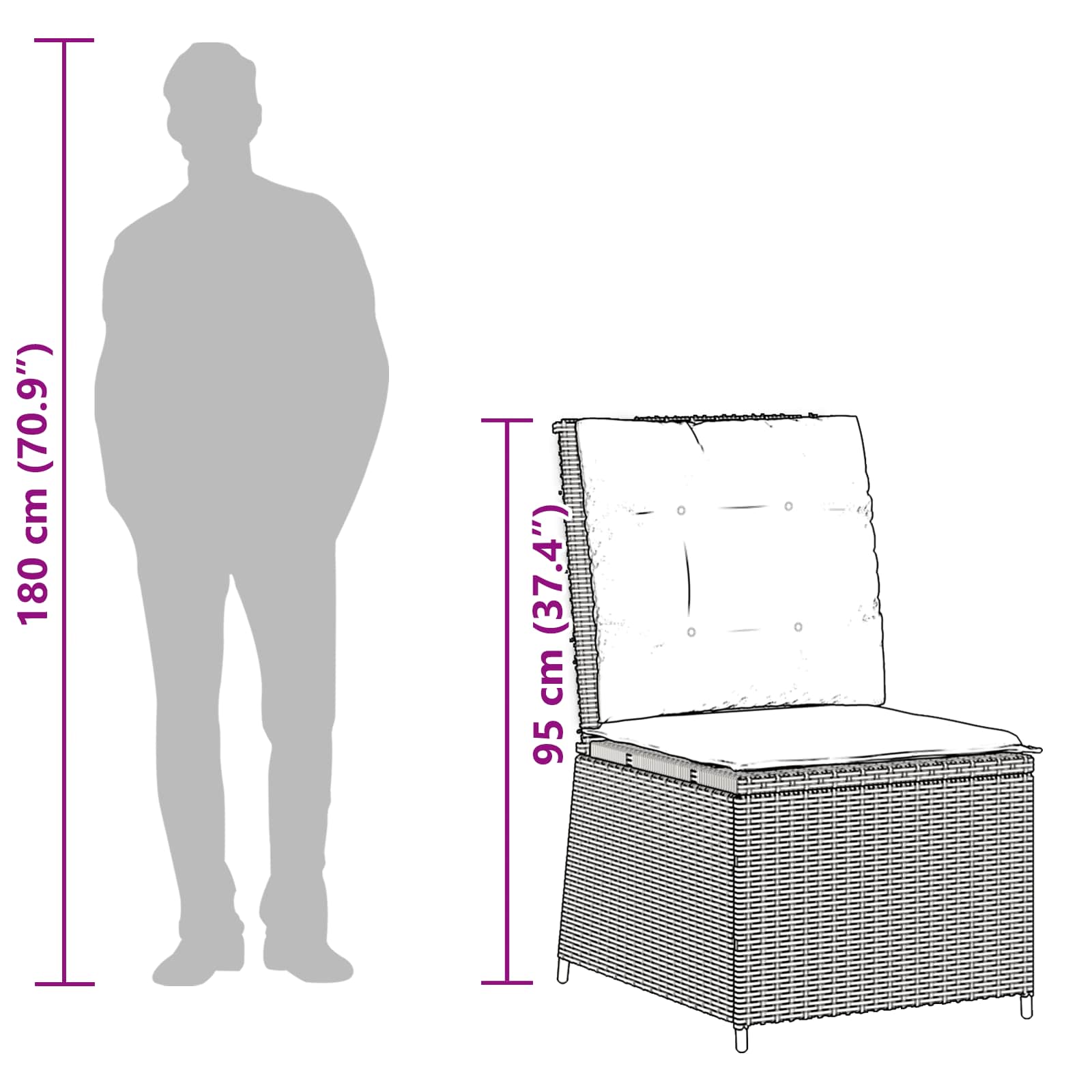 vidaXL Garten-Sofa mit Kissen Schwarz und Cremeweiß Poly-Rattan