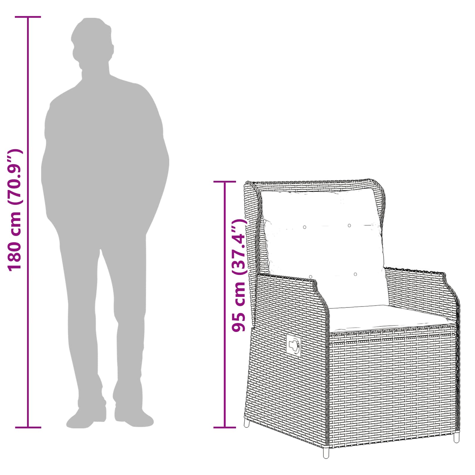 vidaXL Gartenbank 2 pcs Braun Poly-Rattan