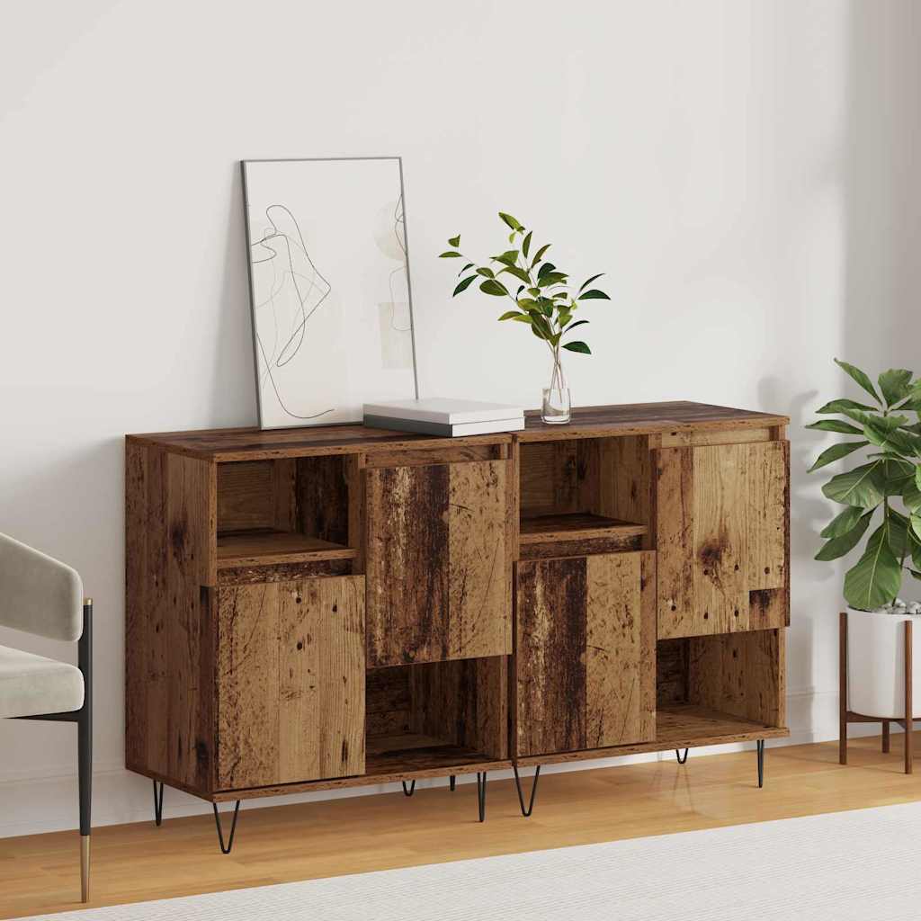 vidaXL Sideboards 2 Stk. Weiß Holzwerkstoff