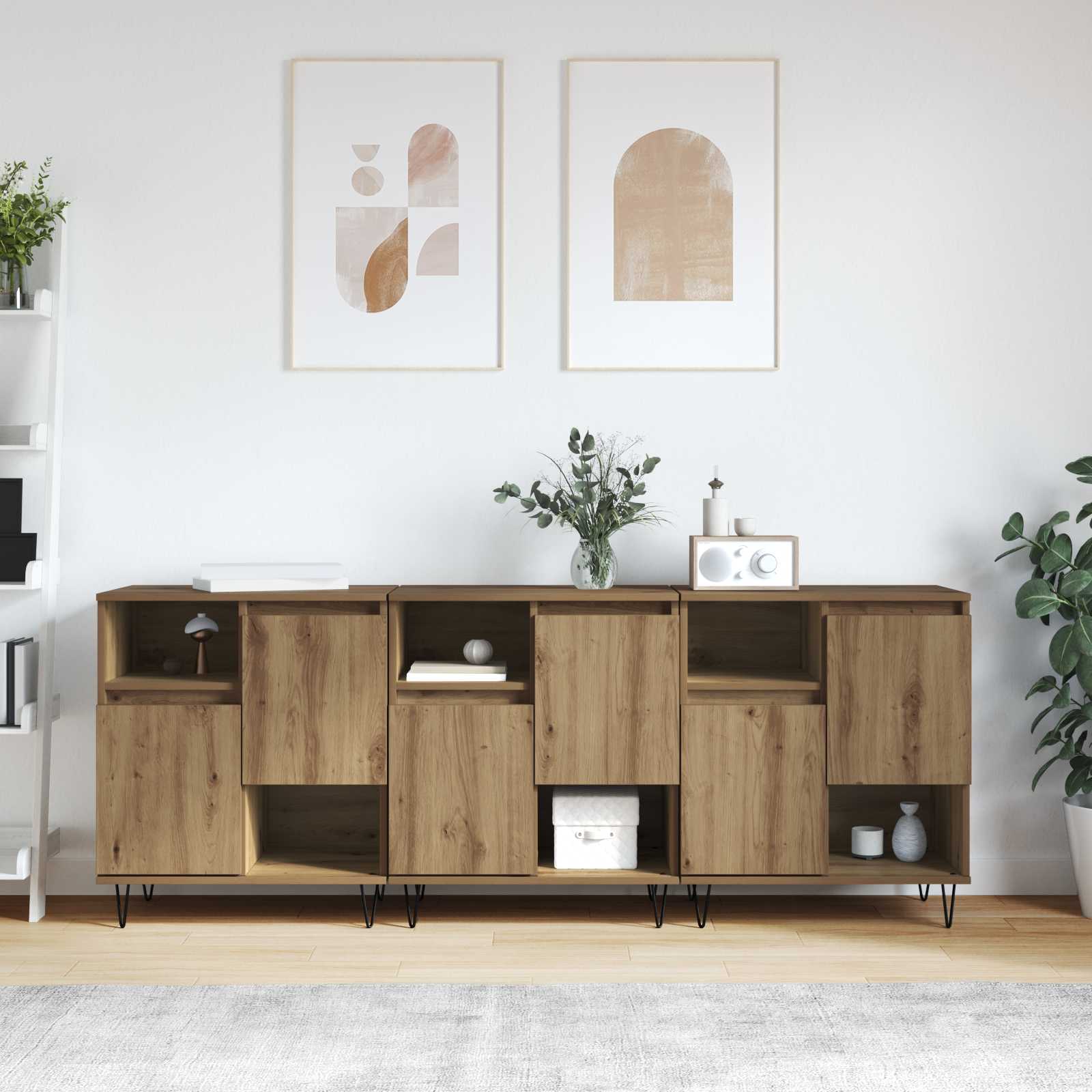 Sideboards 2 Stk. Weiß Holzwerkstoff