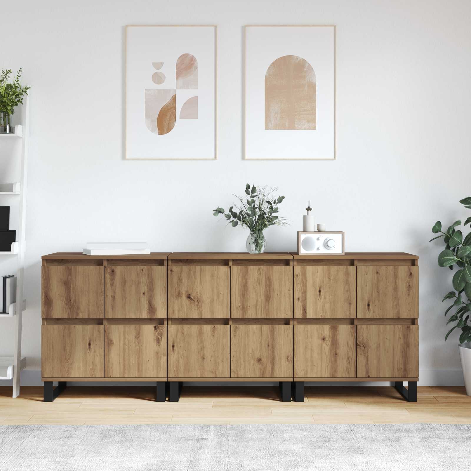 Sideboards 2 Stk. Weiß Holzwerkstoff