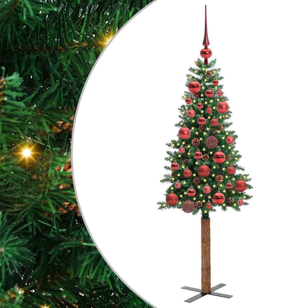 vidaXL Schlanker Weihnachtsbaum mit 150 LEDs mit Ständer Grün 150 cm