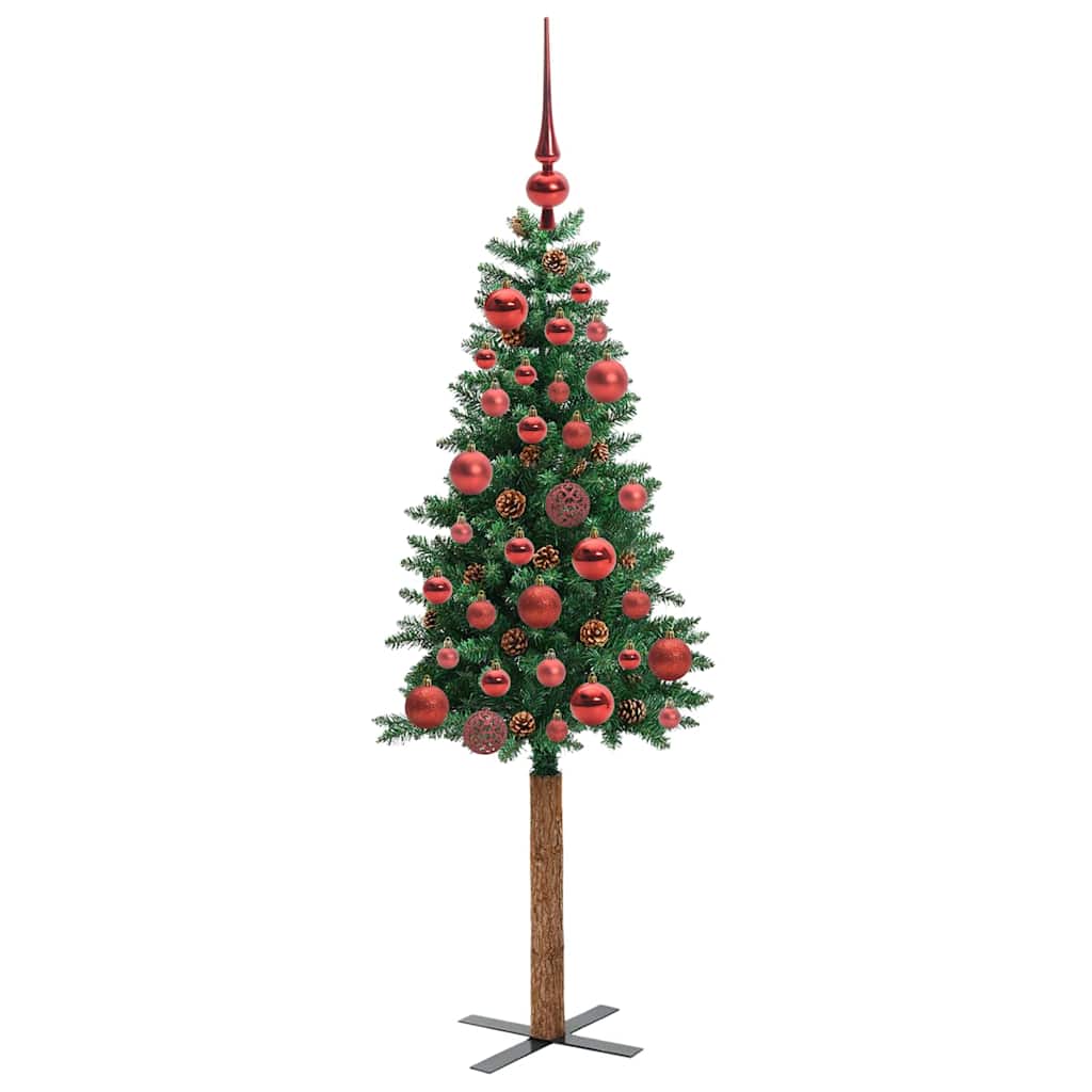 vidaXL Schlanker Weihnachtsbaum mit 150 LEDs mit Ständer Grün 150 cm