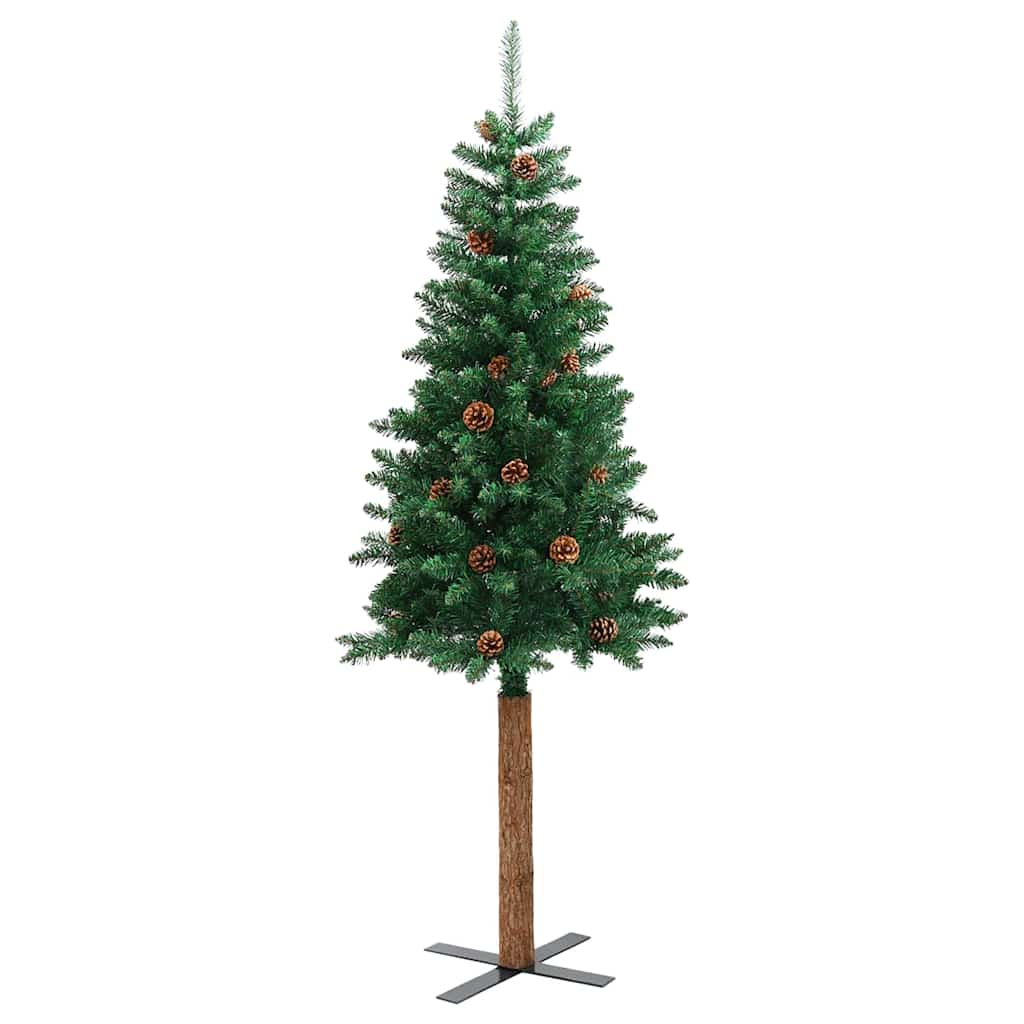 vidaXL Schlanker Weihnachtsbaum mit 150 LEDs mit Ständer Grün 150 cm