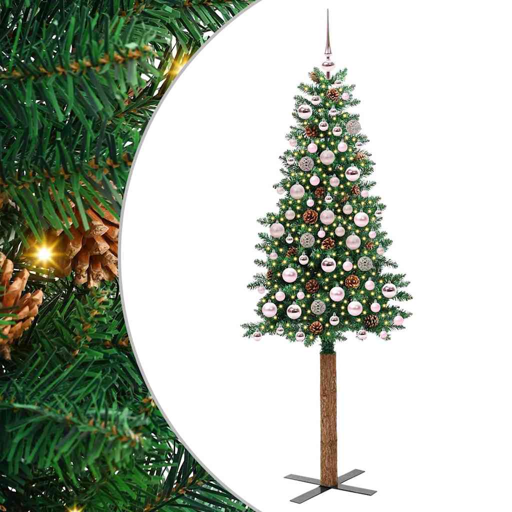 vidaXL Schlanker Weihnachtsbaum mit 150 LEDs mit Ständer Grün 150 cm