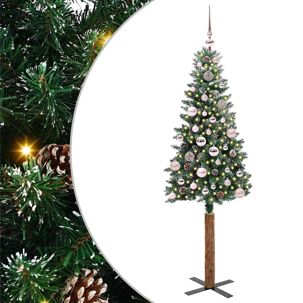 vidaXL Schlanker Weihnachtsbaum mit 150 LEDs mit Ständer Grün 150 cm