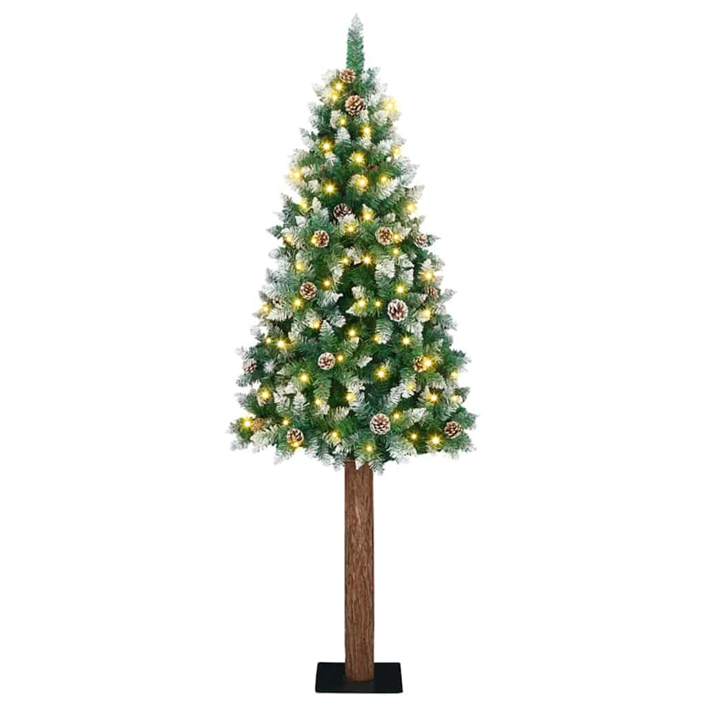 vidaXL Schlanker Weihnachtsbaum mit 150 LEDs mit Ständer Grün 150 cm