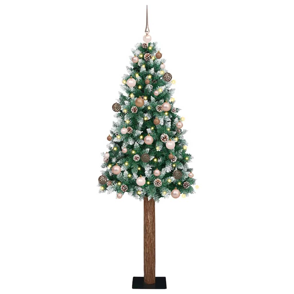 vidaXL Schlanker Weihnachtsbaum mit 150 LEDs mit Ständer Grün 150 cm
