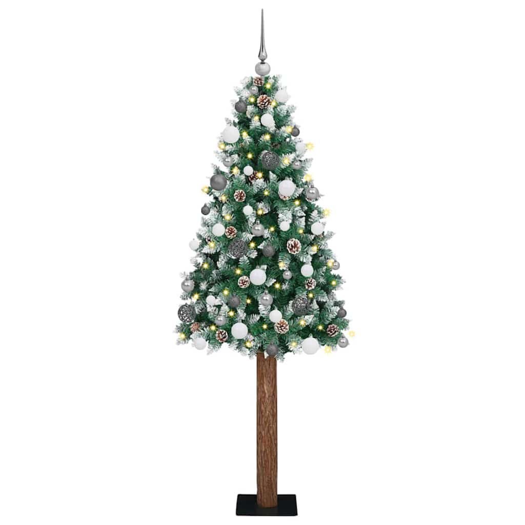 vidaXL Schlanker Weihnachtsbaum mit 150 LEDs mit Ständer Grün 150 cm