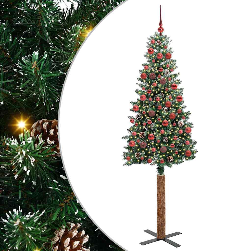 vidaXL Schlanker Weihnachtsbaum mit 150 LEDs mit Ständer Grün 150 cm