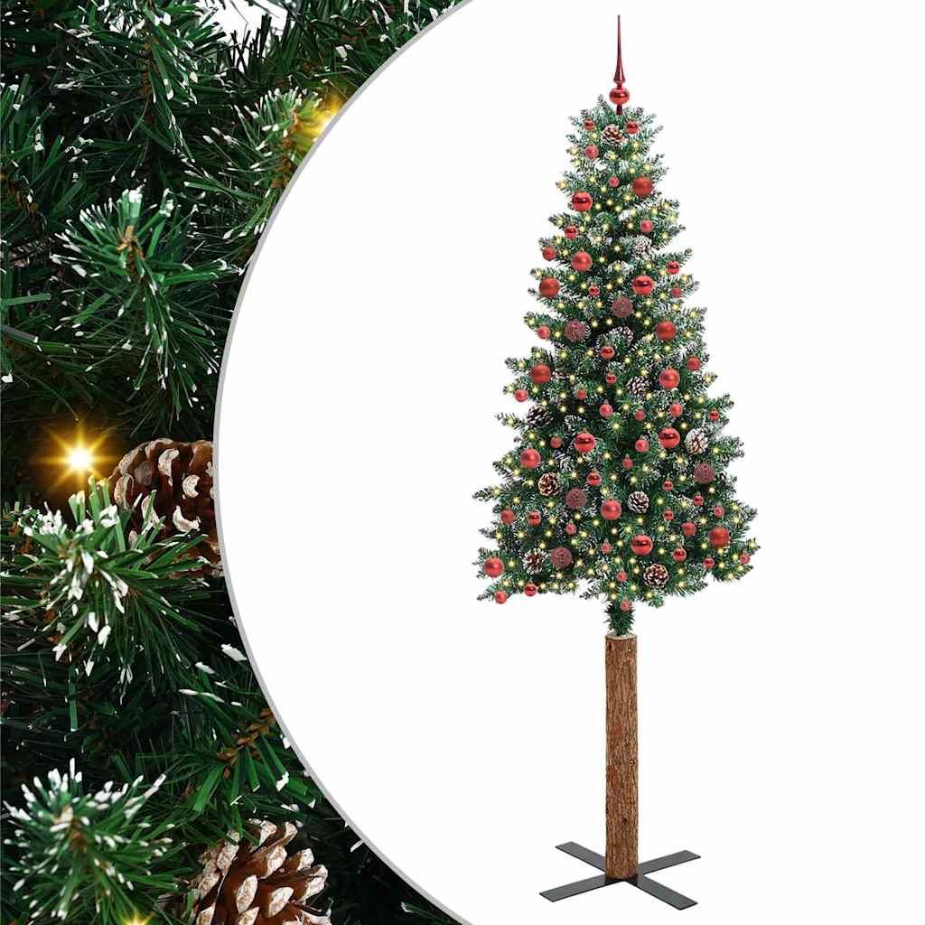 vidaXL Schlanker Weihnachtsbaum mit 150 LEDs mit Ständer Grün 150 cm