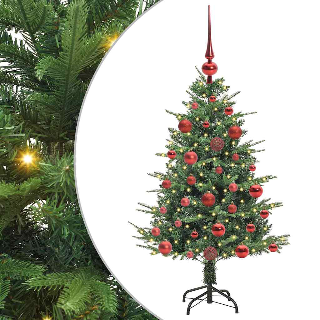 vidaXL Künstlicher vorbeleuchteter Weihnachtsbaum mit Kugelset 120 cm