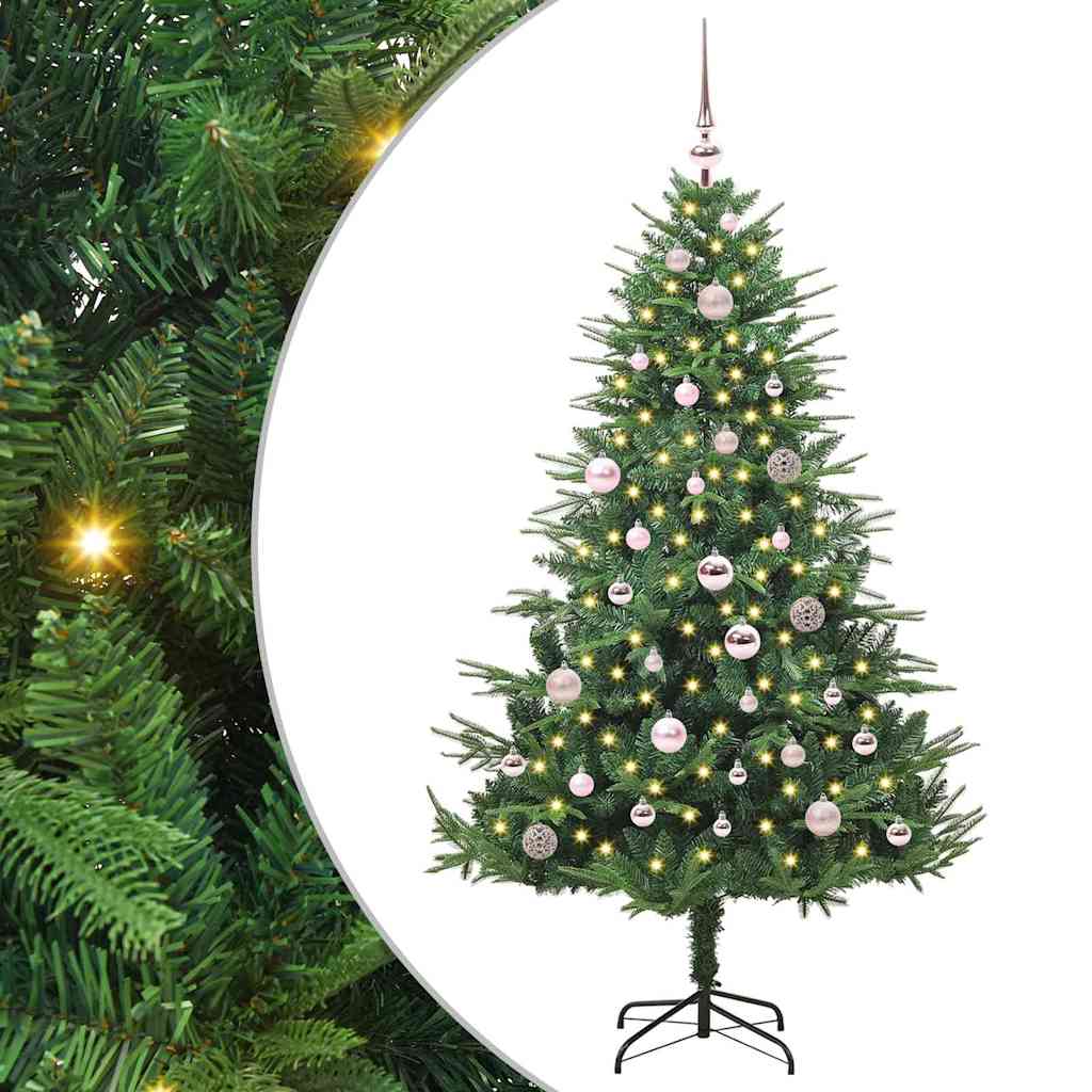 vidaXL Künstlicher vorbeleuchteter Weihnachtsbaum mit Kugelset 120 cm