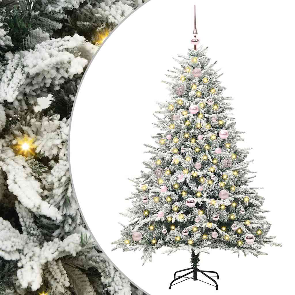 vidaXL Künstlicher vorbeleuchteter Weihnachtsbaum mit Kugelset 120 cm