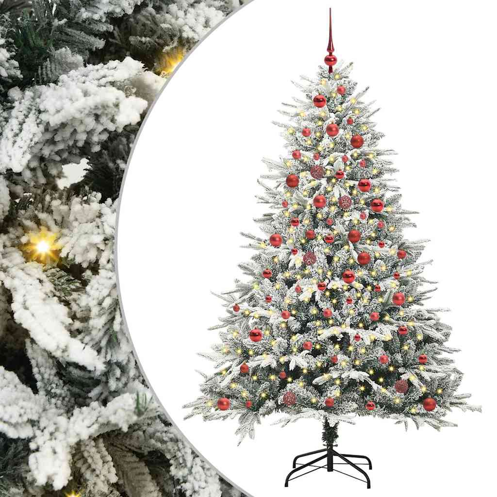 vidaXL Künstlicher vorbeleuchteter Weihnachtsbaum mit Kugelset 120 cm