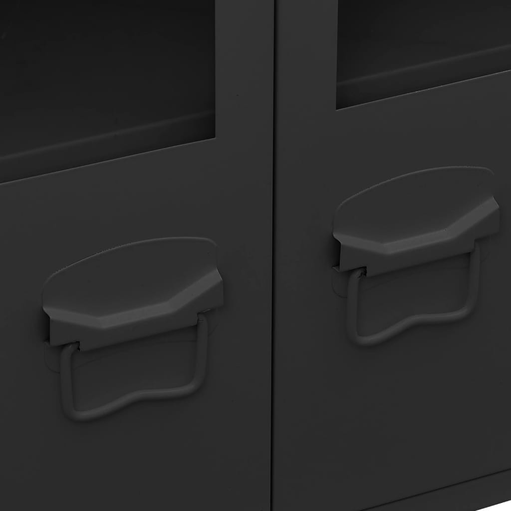 vidaXL Industrial Sideboard Schwarz 105x35x62 cm Metall und Glas