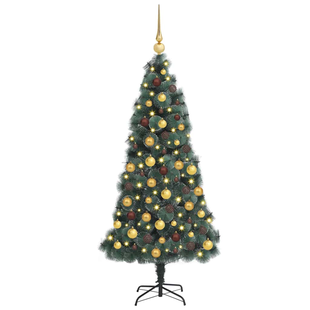 vidaXL Künstlicher beleuchteter Weihnachtsbaum mit Kugel-Set 120 cm