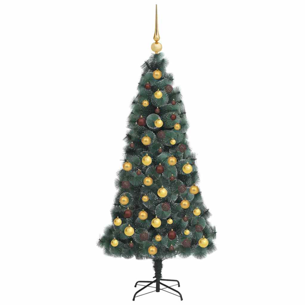 vidaXL Künstlicher beleuchteter Weihnachtsbaum mit Kugel-Set 120 cm